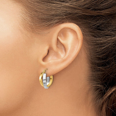 10k Gold Two-tone Double Hoop Earrings