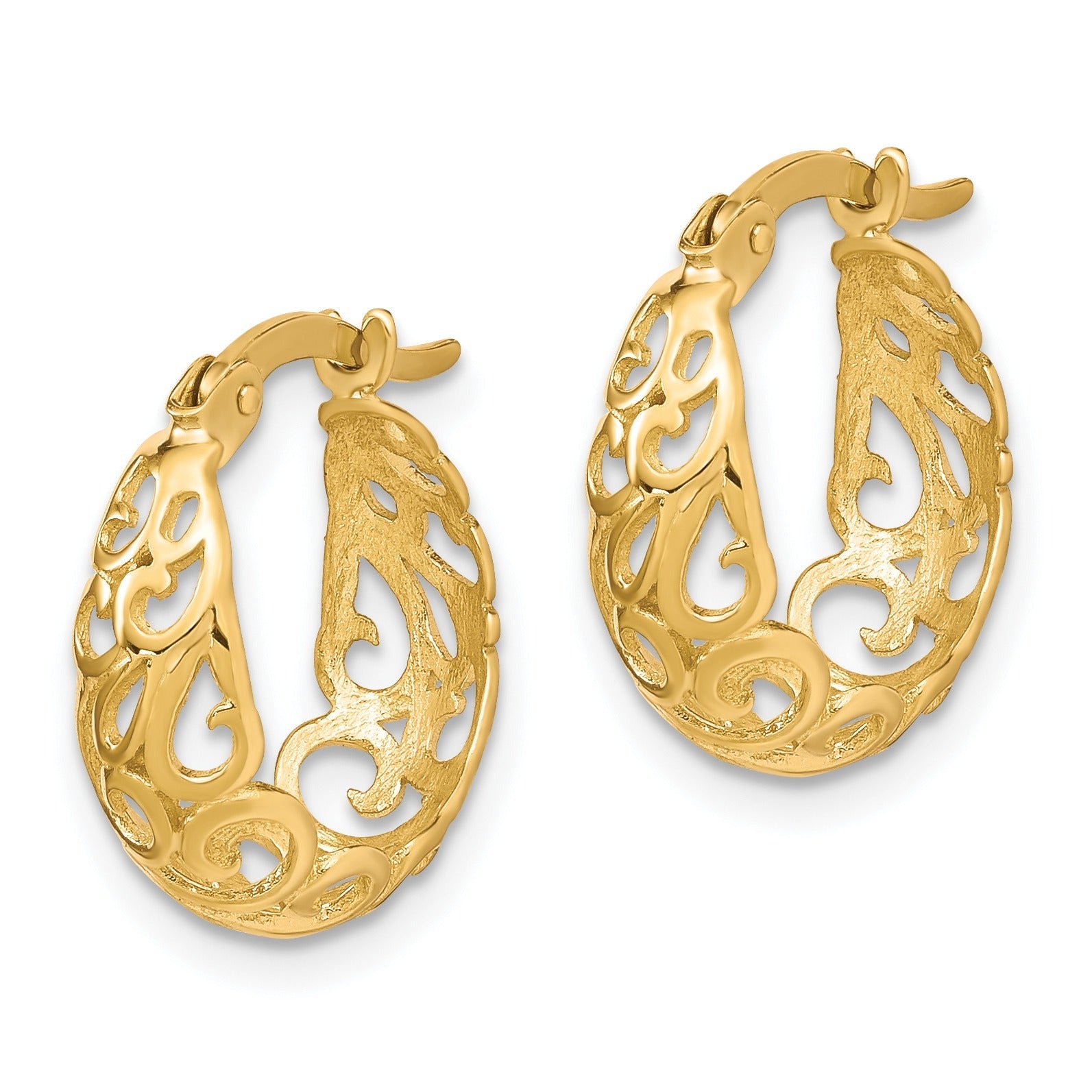 10K Gold Textured Hinged Hoop Earrings