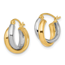 Load image into Gallery viewer, 10K Gold Two-Tone Hinged Hoop Earrings
