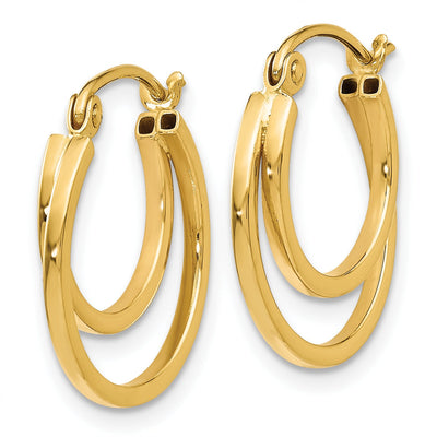 14K Gold Hinged Double Hoop Earrings