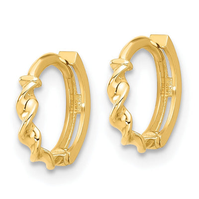 14K Gold Twisted Hinged Hoop Earrings
