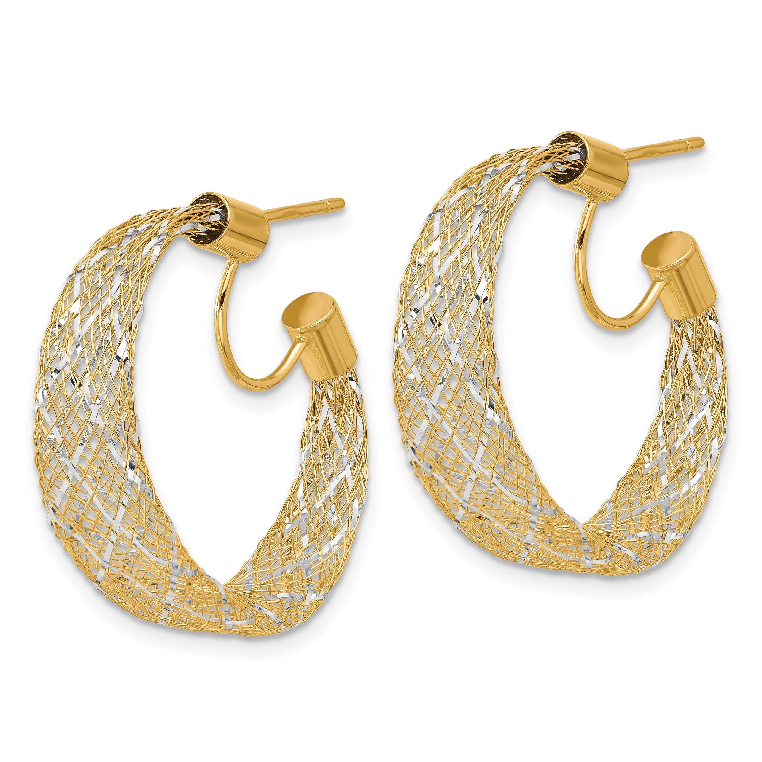 14K Gold Mesh Hoop Earrings