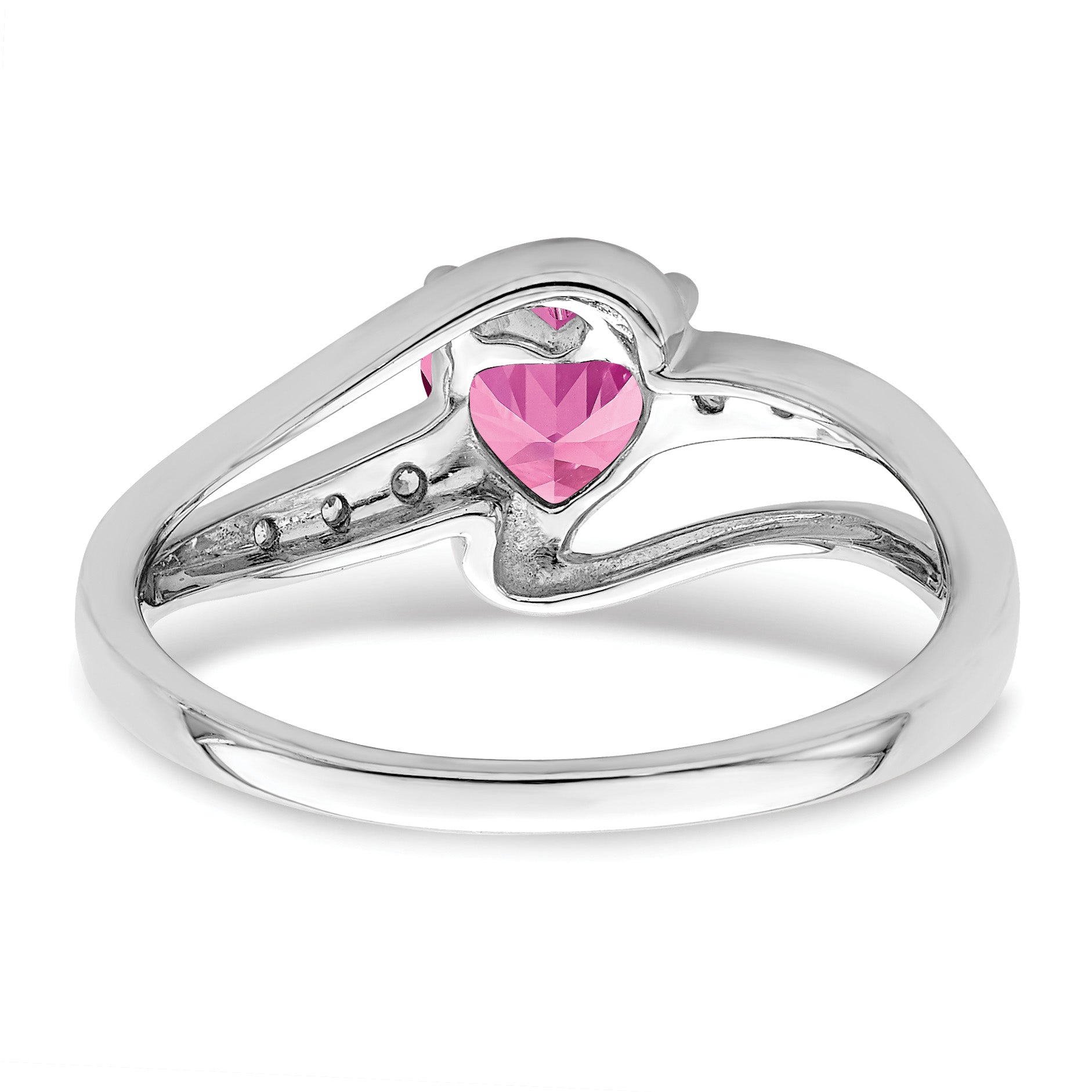 Sterling Silver Gemstone and Diamond Heart Bypass Ring