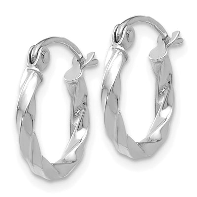 14k White Gold Twisted Hoop Earring
