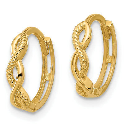14K Gold Braided Hinged Hoop Earrings