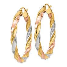 Load image into Gallery viewer, Light Twisted 14k Gold Hoop Earrings