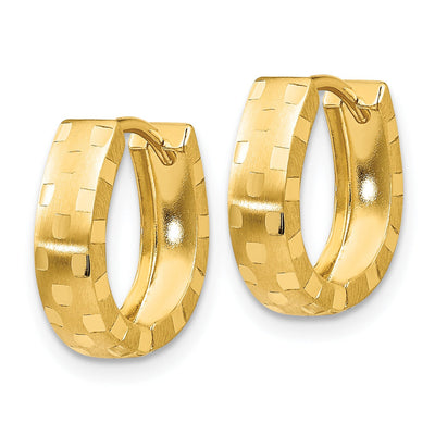 14K Gold Diamond Cut Huggie Hoop Earrings