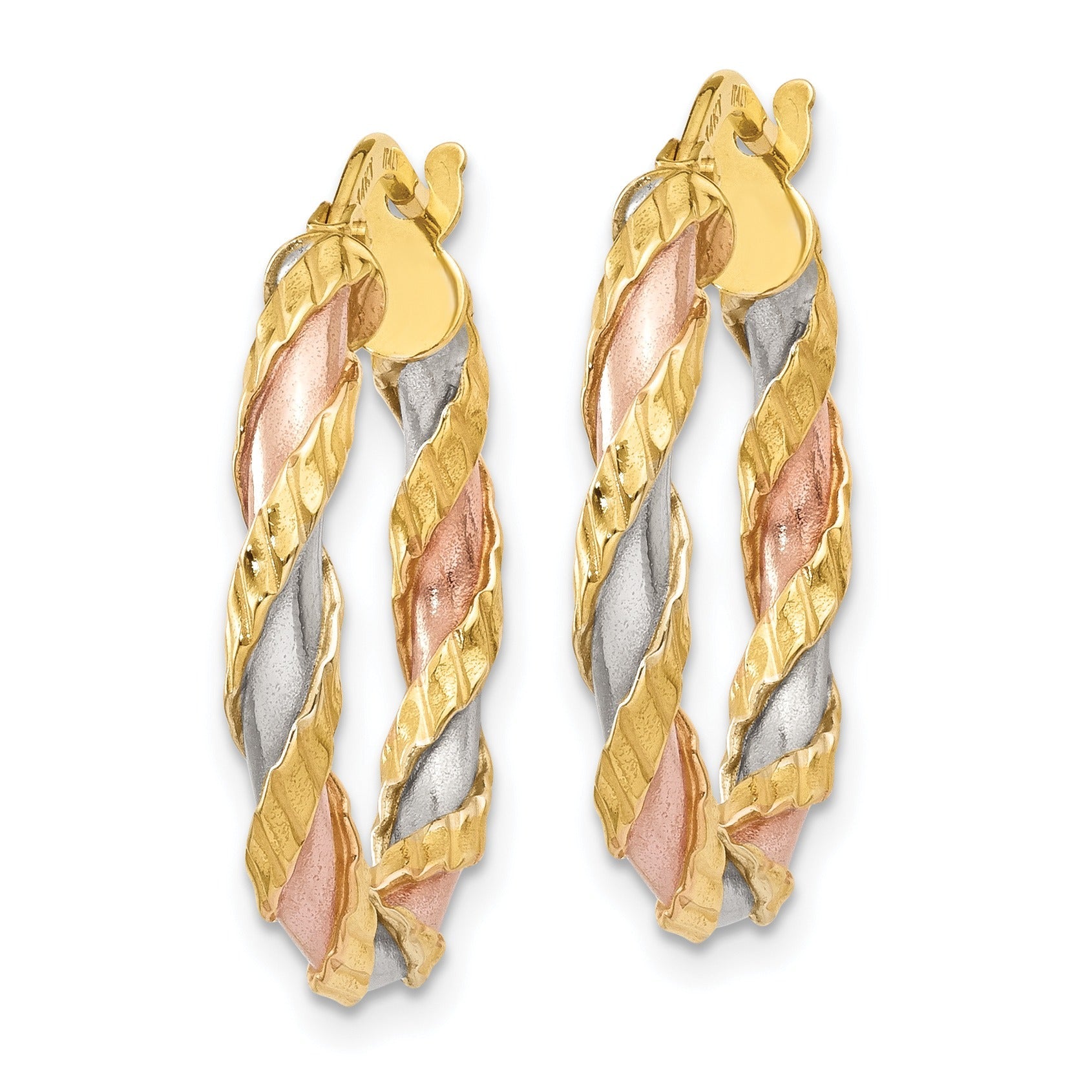14K Gold Twisted Colored Hoop Earrings