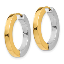 Load image into Gallery viewer, 14k Gold Two-tone Hollow Hinged Hoop Earrings