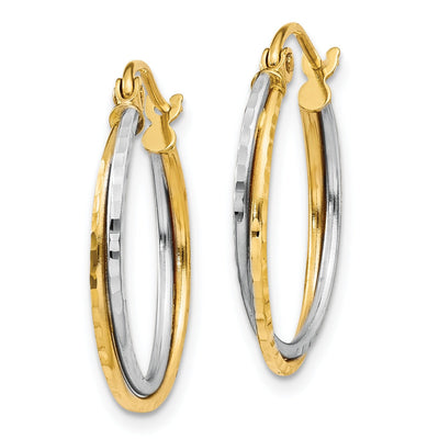 14K Gold Diamond Cut Hoops Earrings