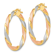 Load image into Gallery viewer, Tri-color Hinged Hoop Silver Earrings