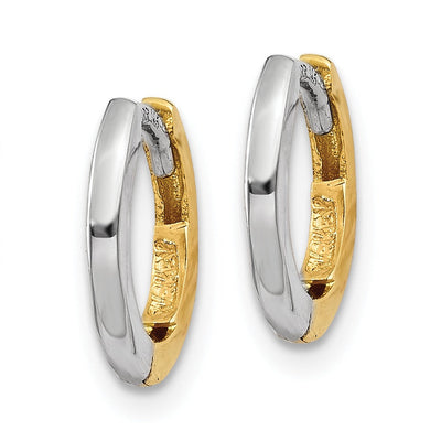 14k Gold Two-tone Round Hinged Hoop Earrings