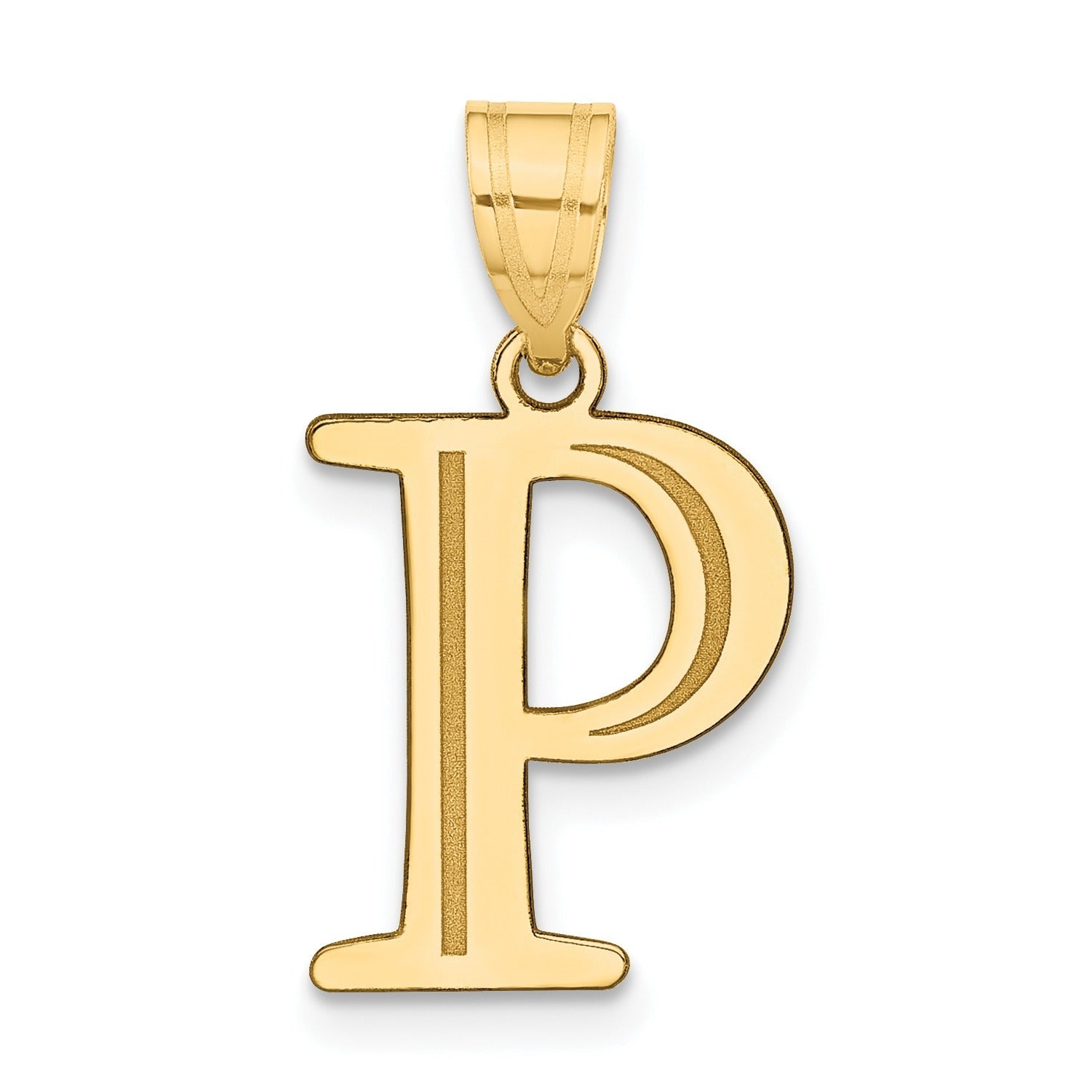 14K Gold Etched Initial Pendants