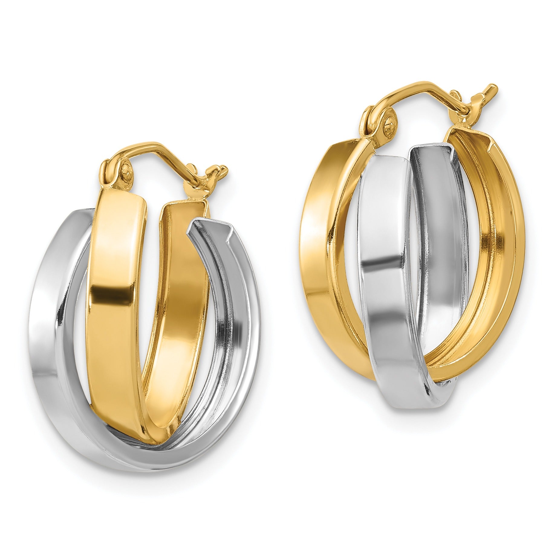 10k Gold Two-tone Double Hoop Earrings