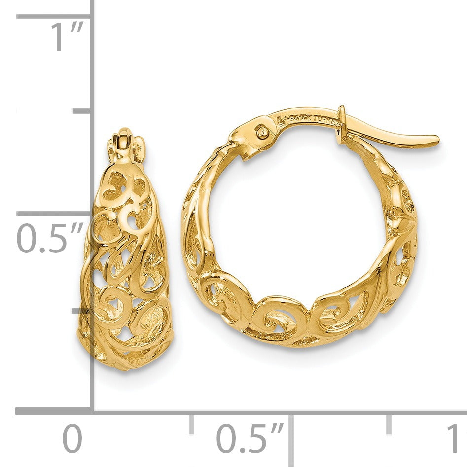 10K Gold Textured Hinged Hoop Earrings