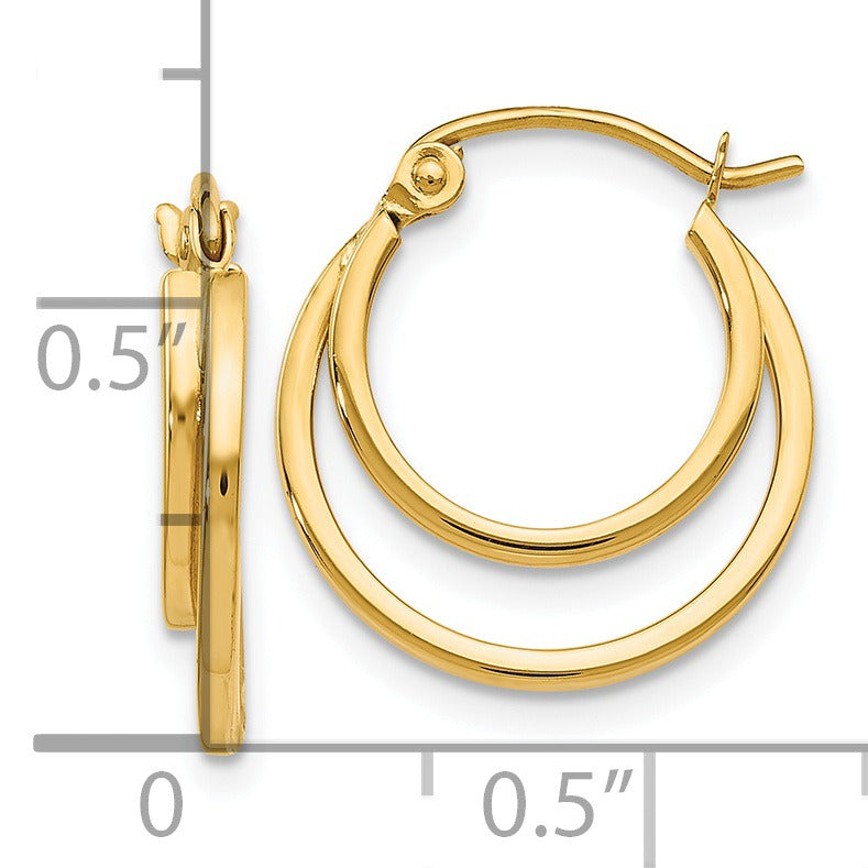 14K Gold Hinged Double Hoop Earrings