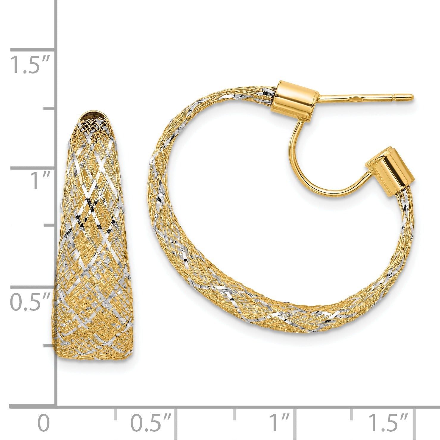 14K Gold Mesh Hoop Earrings