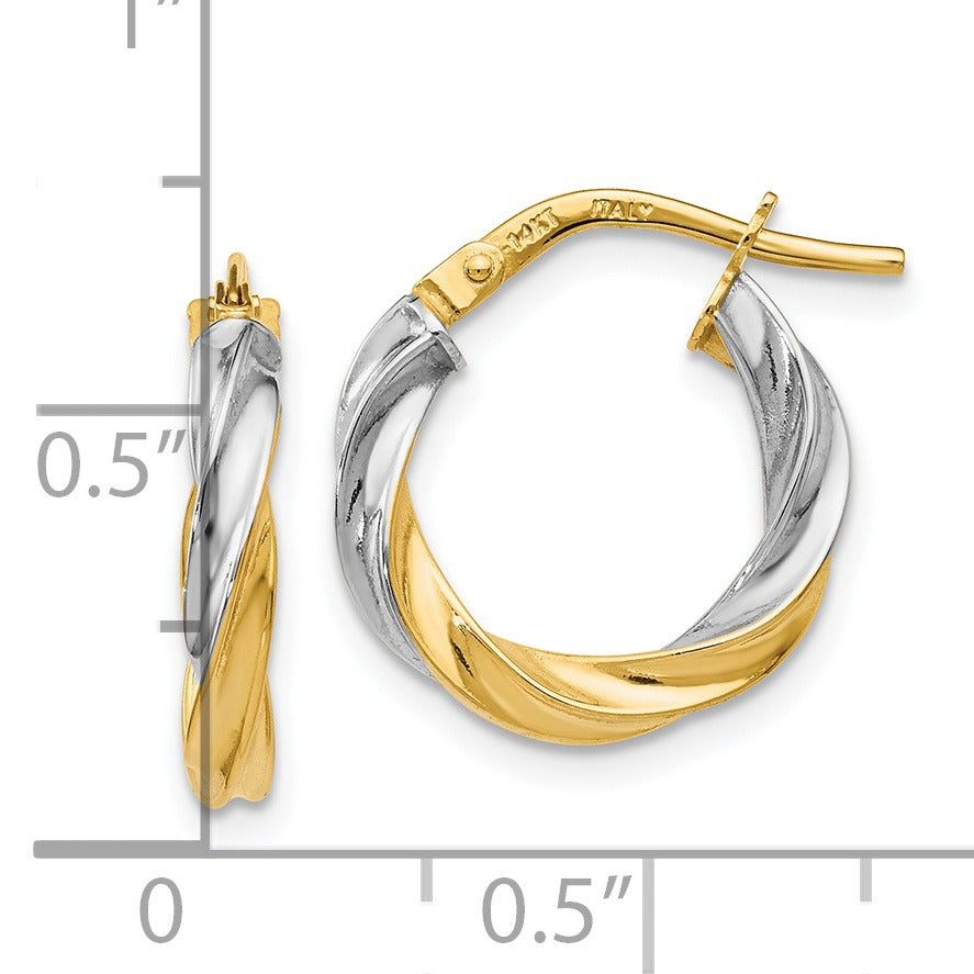 14K Gold Hollow Hoop Twist Earrings
