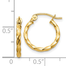 Load image into Gallery viewer, Twisted 14k Gold Hoops Earrings
