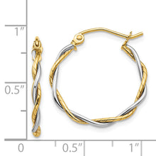 Load image into Gallery viewer, 14k Gold Two-tone Twisted Round Hoop Earrings