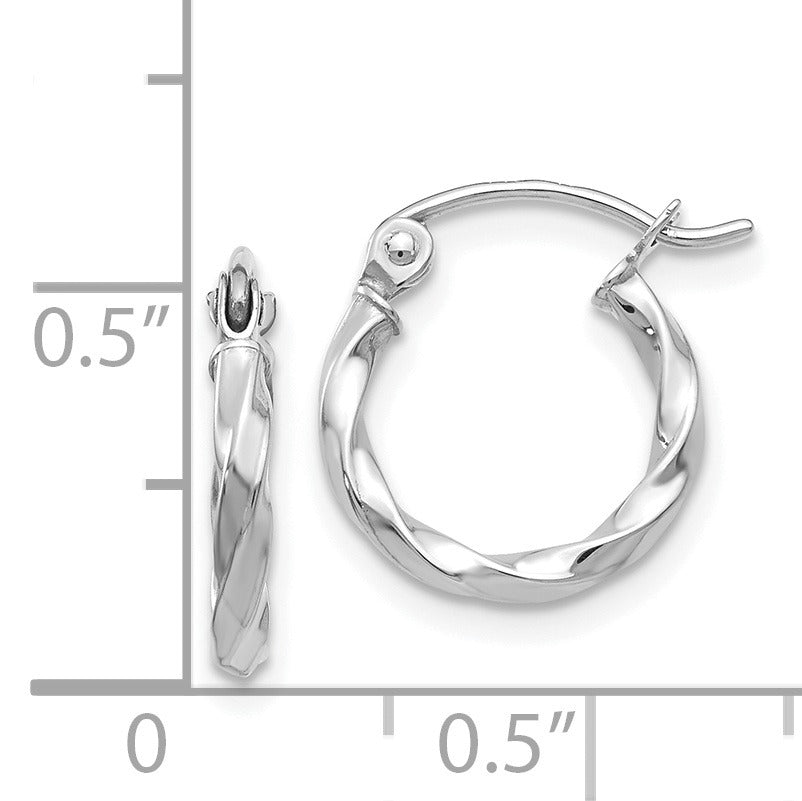 14k White Gold Twisted Hoop Earring
