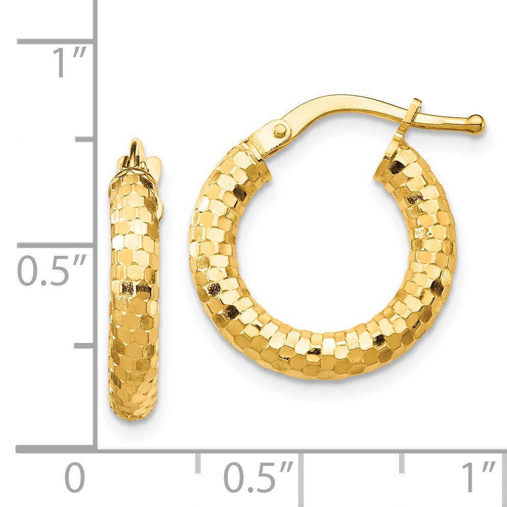 Diamond-cut 14K Gold Hoop Earrings