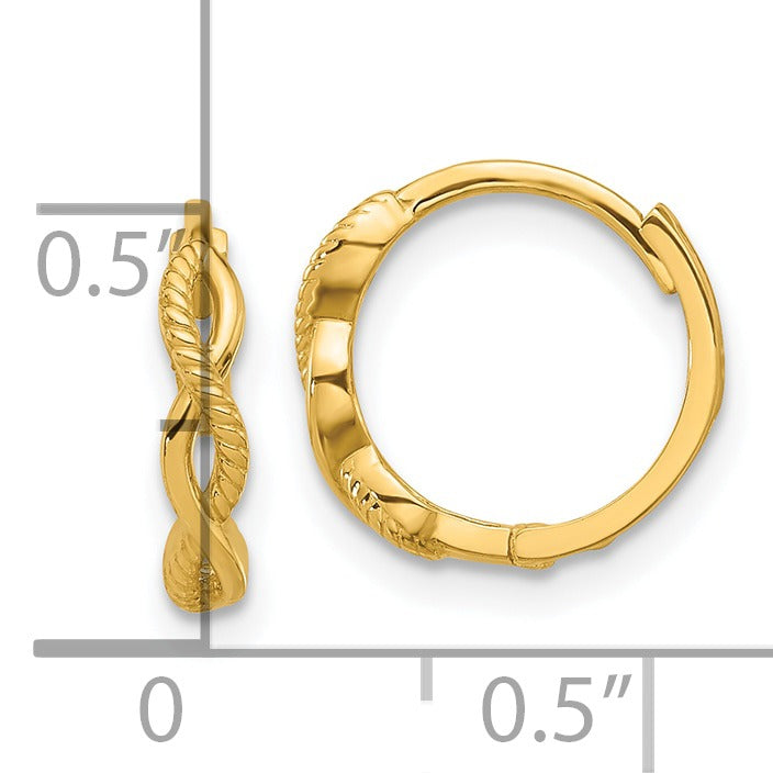 14K Gold Braided Hinged Hoop Earrings