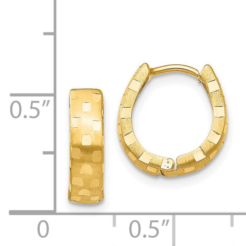 14K Gold Diamond Cut Huggie Hoop Earrings