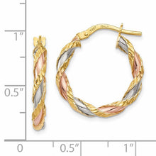 Load image into Gallery viewer, 14K Gold Twisted Colored Hoop Earrings