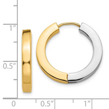 Load image into Gallery viewer, 14k Gold Two-tone Hollow Hinged Hoop Earrings