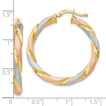 Load image into Gallery viewer, Tri-color Hinged Hoop Silver Earrings