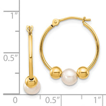 Load image into Gallery viewer, 14K Gold White Semi-Round Pearl Hoop Earring