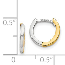 Load image into Gallery viewer, 14k Gold Two-tone Round Hinged Hoop Earrings