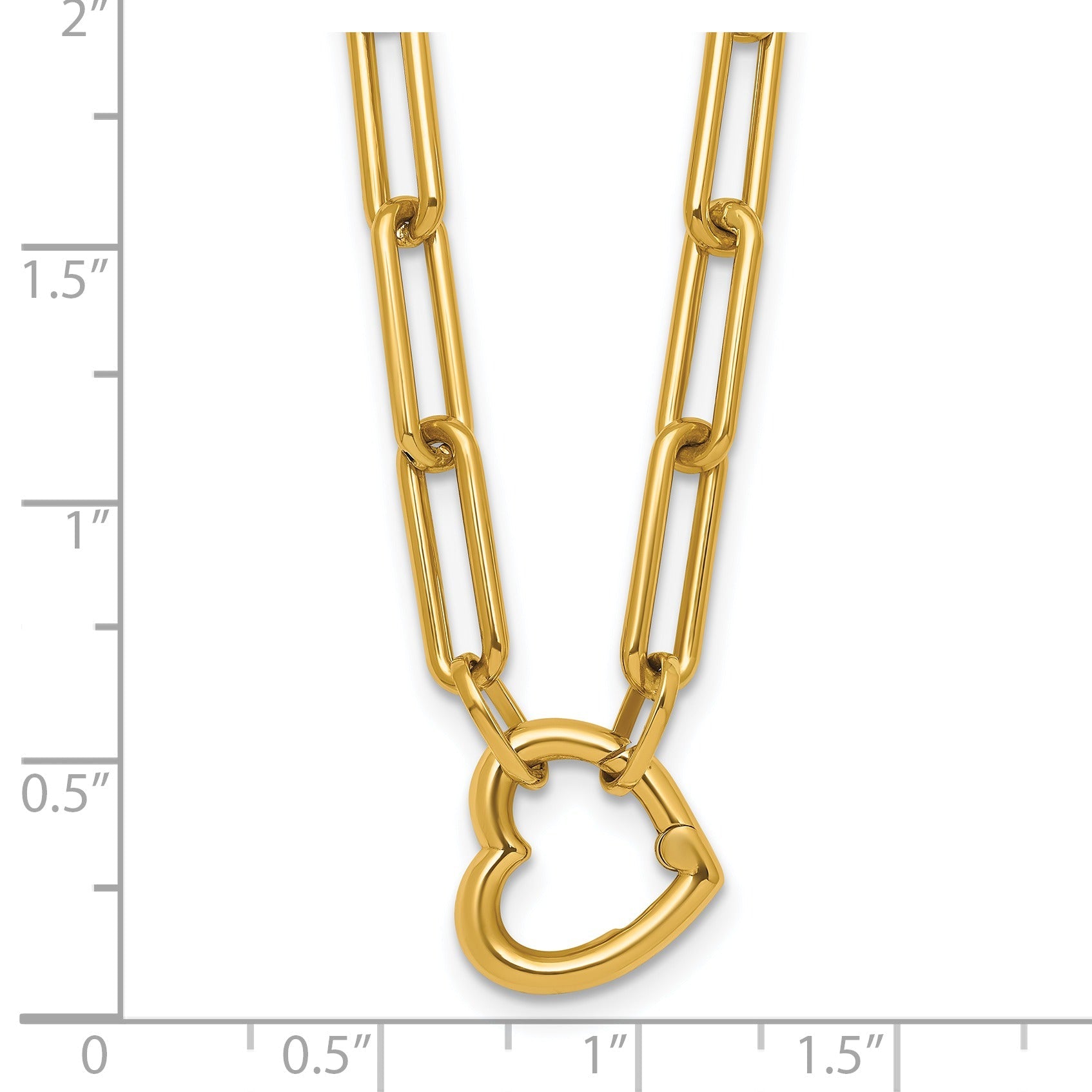 14K Yellow Gold Heart Pendant Necklace with Paperclip Chain