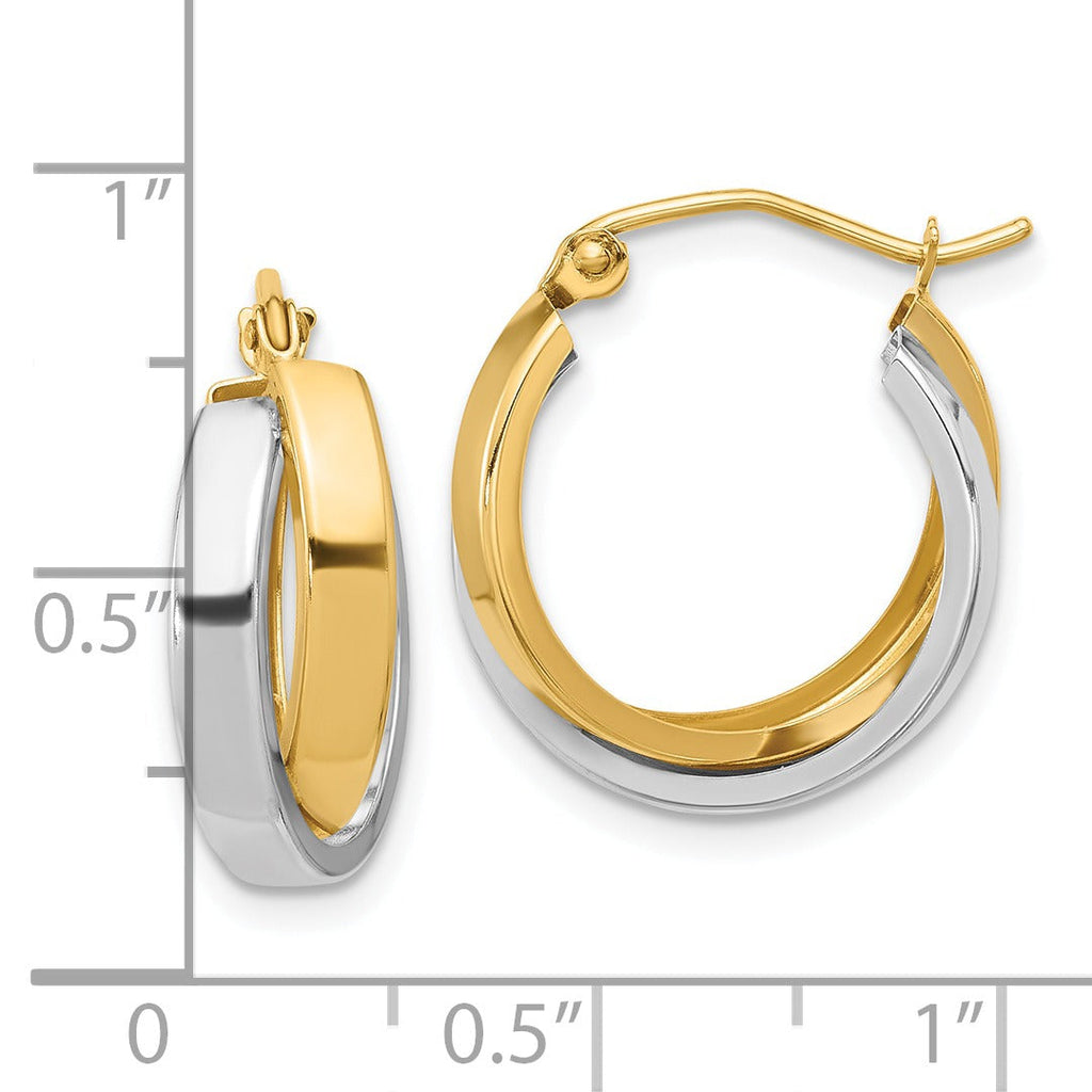 10k Gold Two-tone Double Hoop Earrings