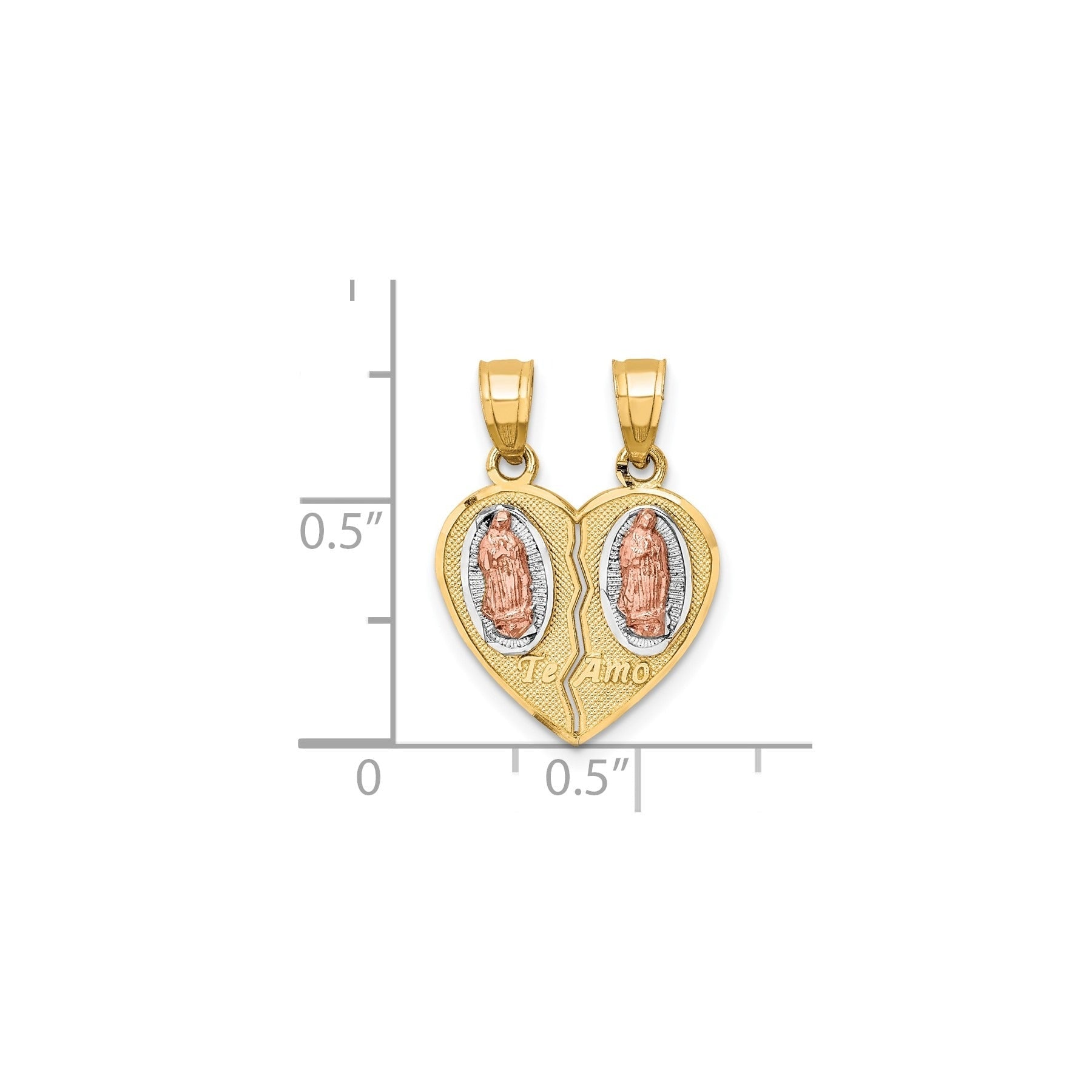 10K Gold Two-Tone Te Amo Breakable Heart Pendant