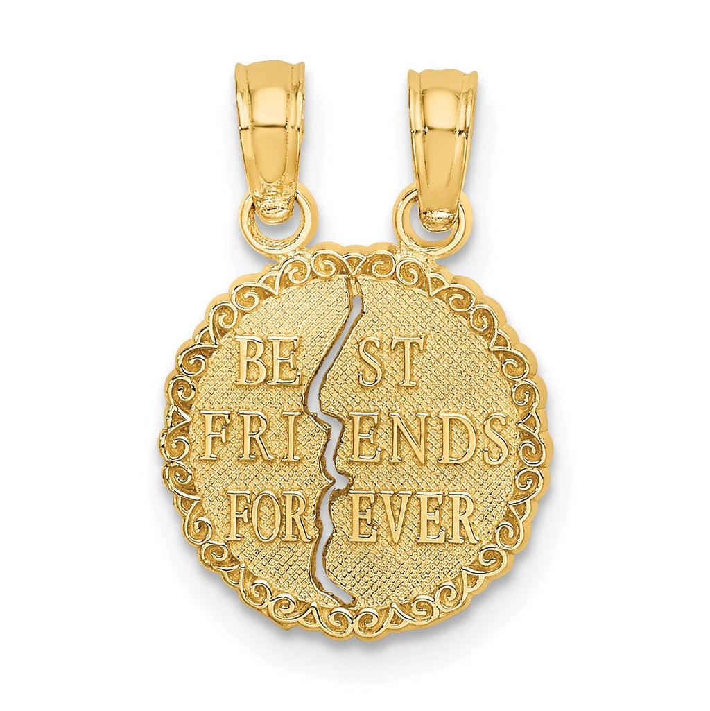 Gold split best friends forever pendant, handcrafted jewelry from FCJ Jewelry LLC