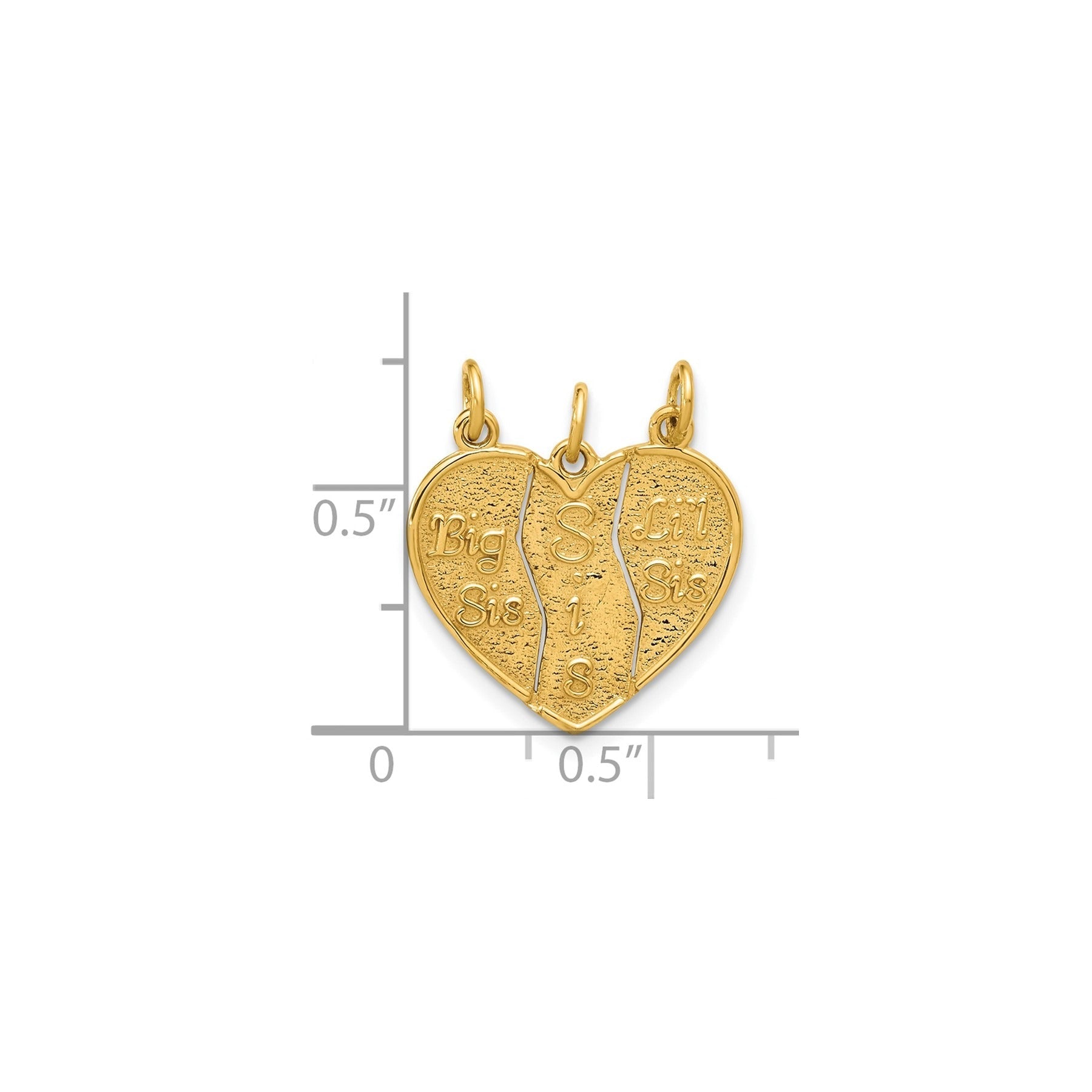 14k 3-piece Break-apart BIG SIS-SIS-LIL SIS Charm Pendant