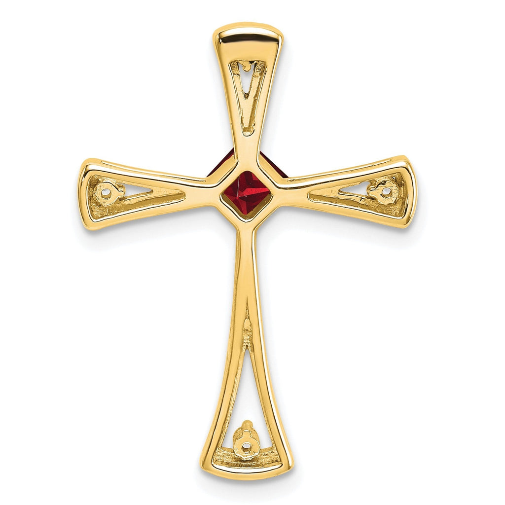Natural Garnet and Diamond Cross Chain Slide Pendant