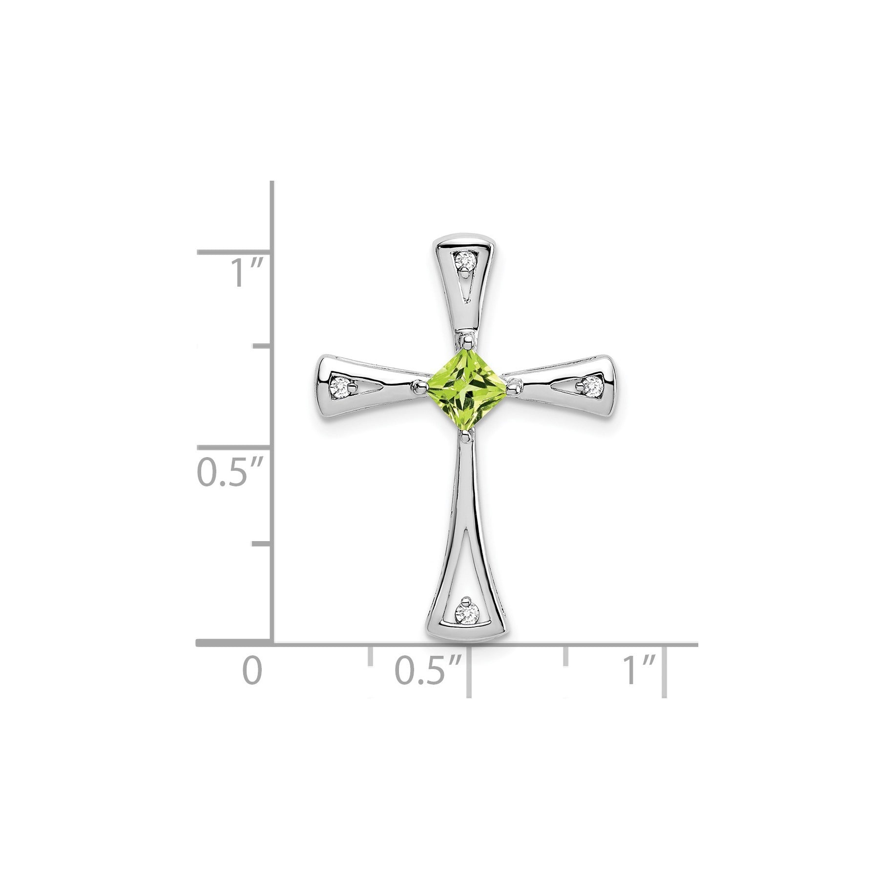 Natural Peridot and Diamond Cross Chain Slide Pendant