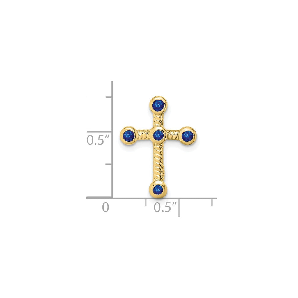 Natural Blue Sapphire Cross Gold Pendant