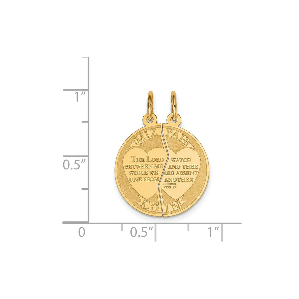 14K MIZPAH COIN 2-piece Round Charm