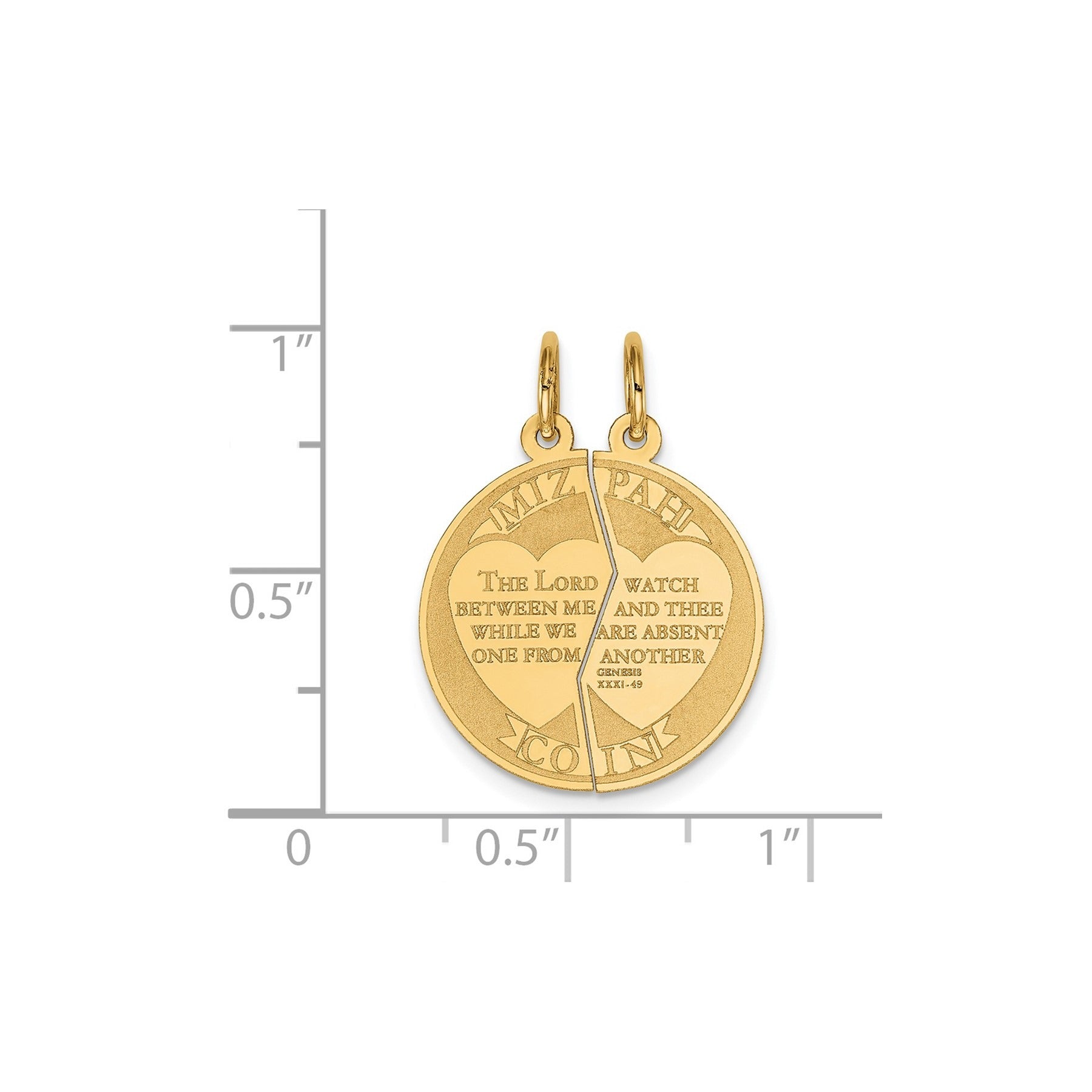 14K MIZPAH COIN 2-piece Round Charm