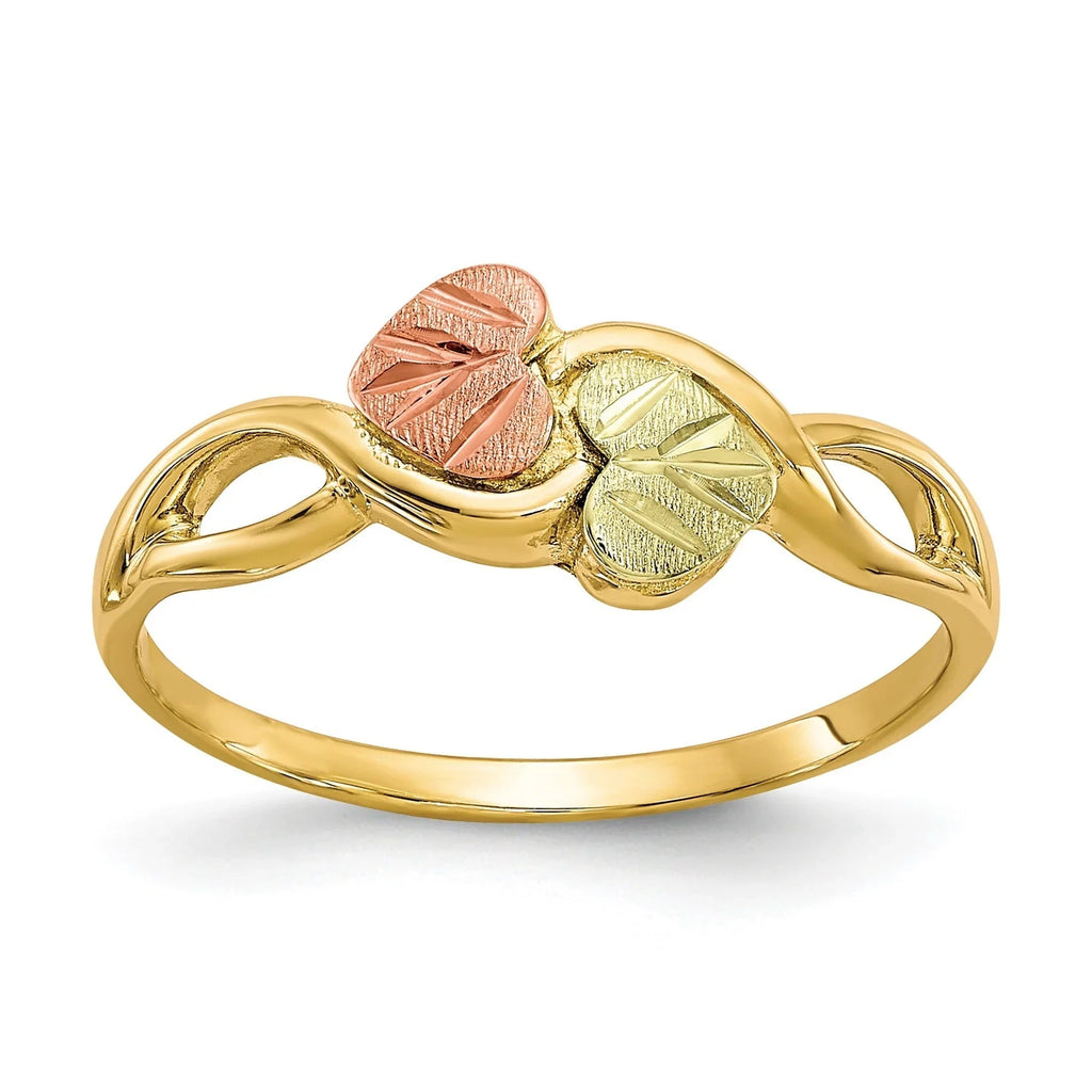 10k Gold Tri-color Heart Infinity Ring