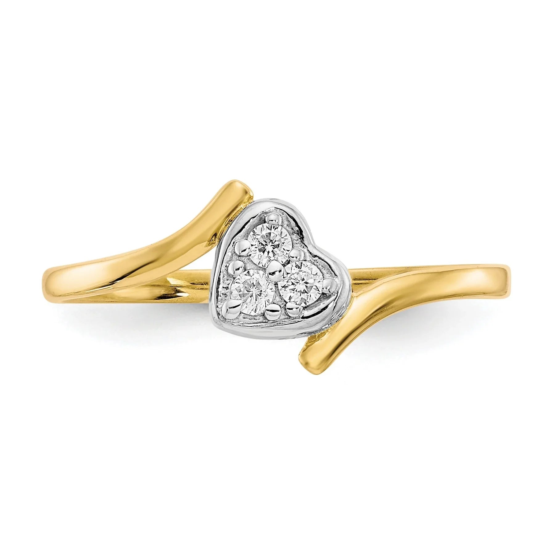 10K Gold CZ Heart Bypass Ring