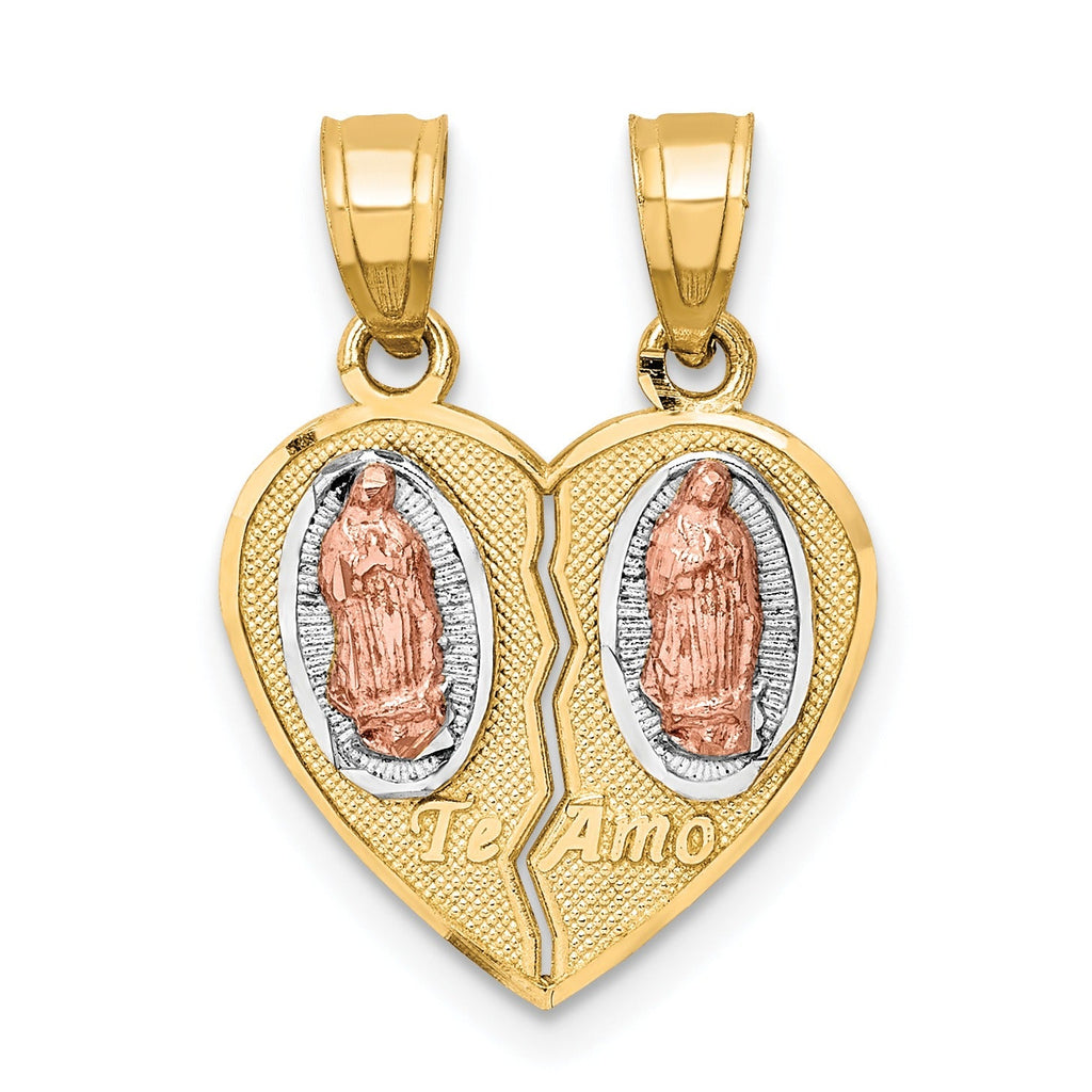 10K Gold Two-Tone Te Amo Breakable Heart Pendant