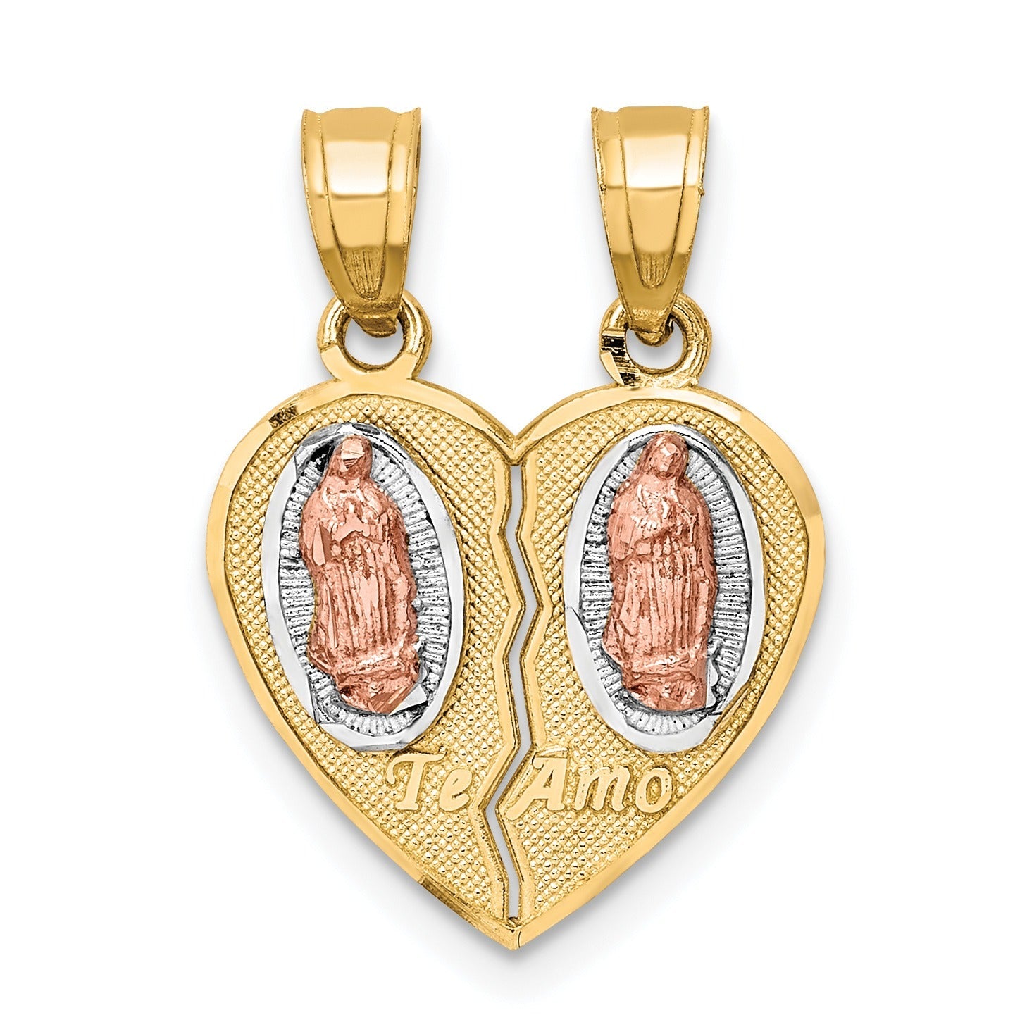 10K Gold Two-Tone Te Amo Breakable Heart Pendant