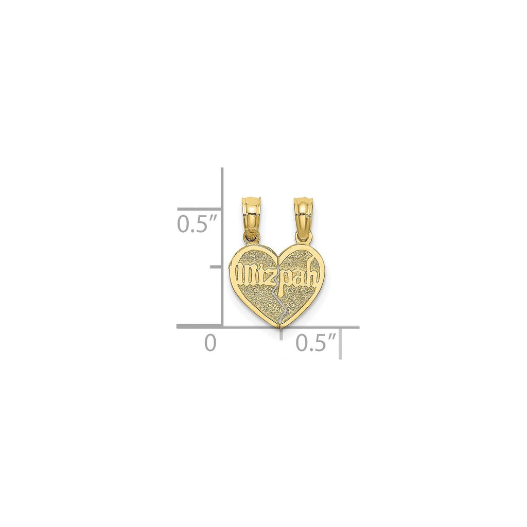 10K Gold  Break apart Reversible Mizpah Heart Pendant