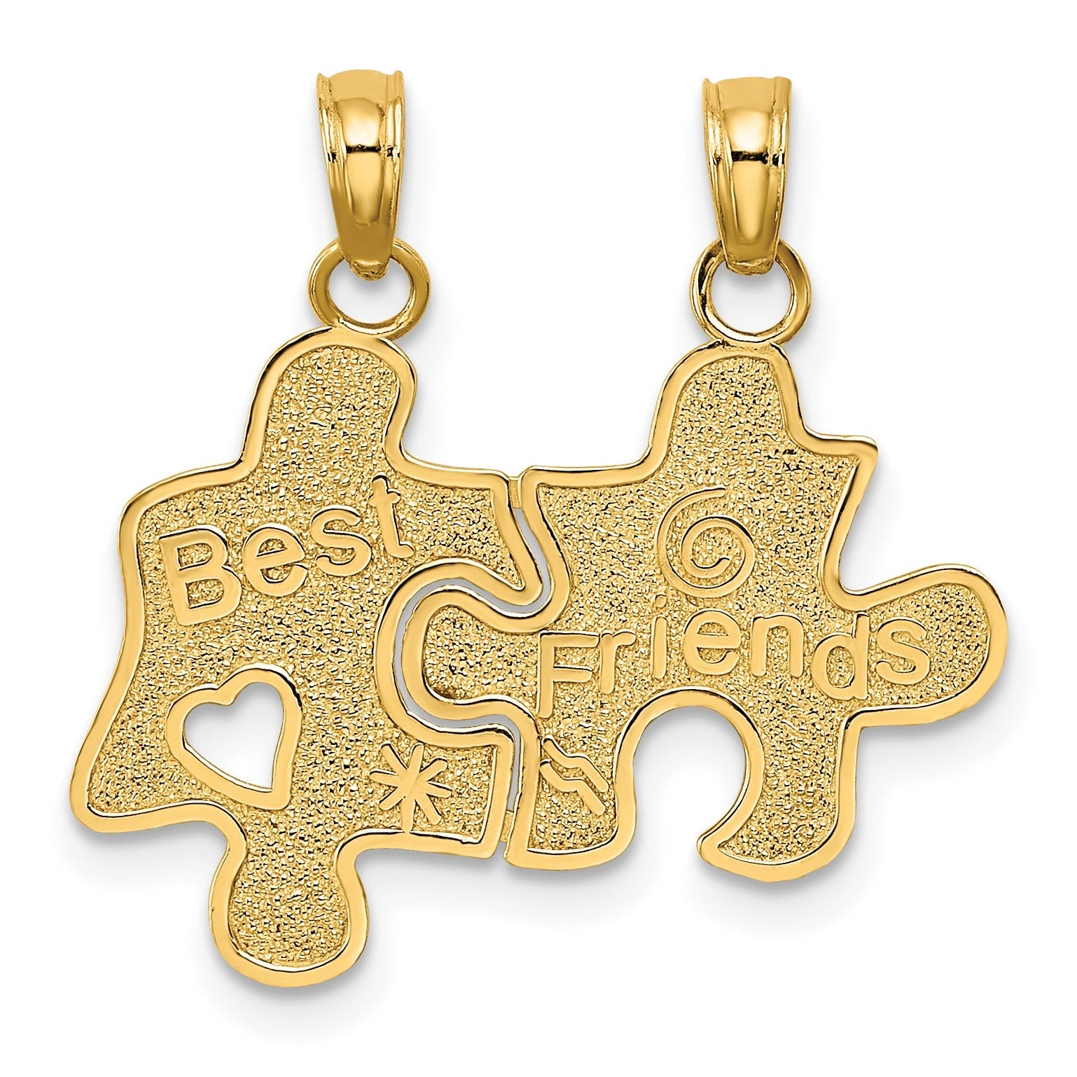 Gold puzzle piece best friends pendant, handcrafted jewelry for friendship by FCJ Jewelry LLC