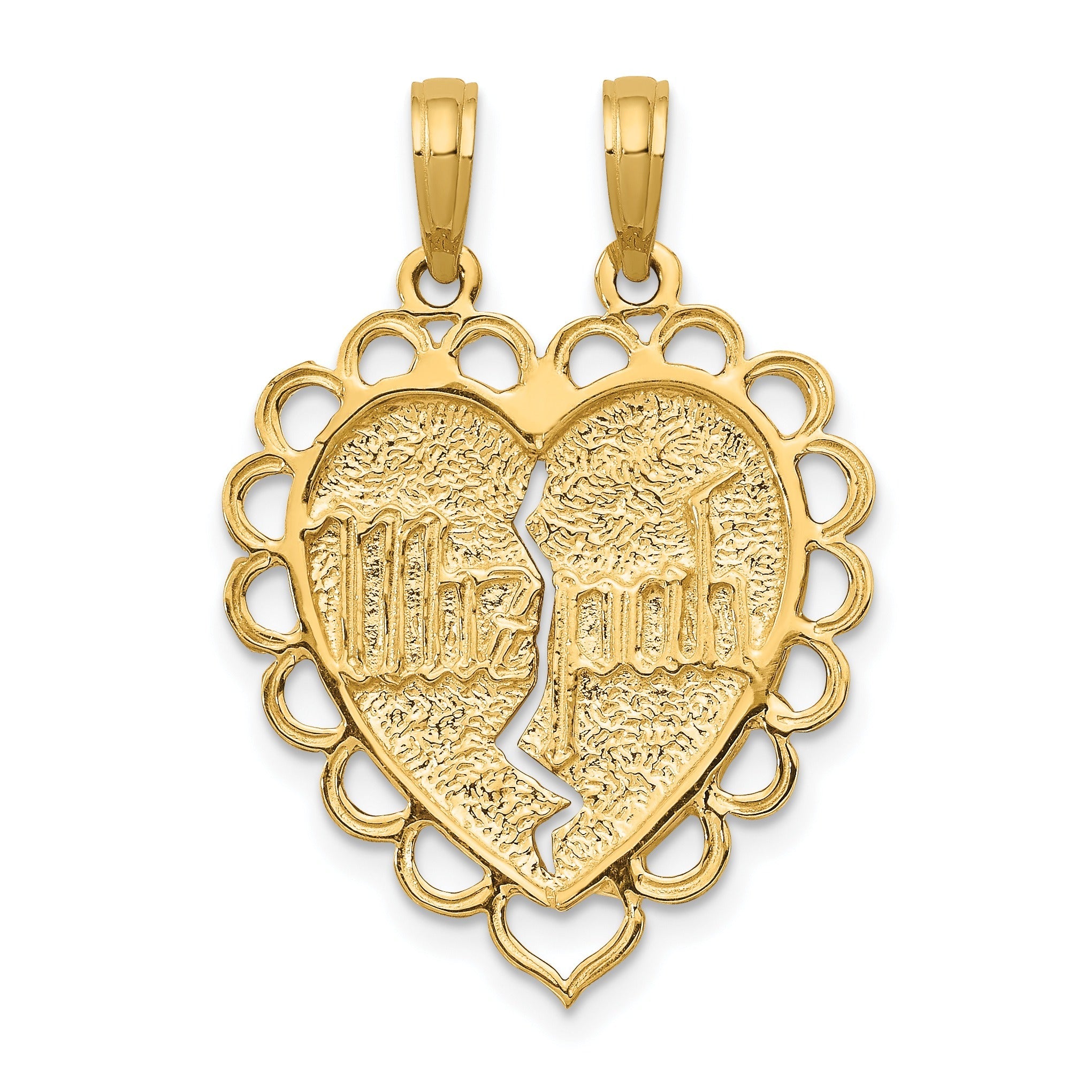 14k Gold Reversible MIZPAH Breakable Heart Pendant